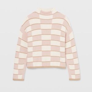 Club Monaco Patchwork Funnel Sweater in Pink - Size Small